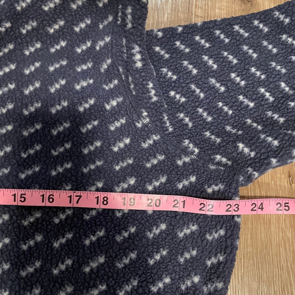 LL Bean Womens Fleece Pullover XL Navy Blue Polyester Geometric Funnel Neck Top - Picture 4 of 9